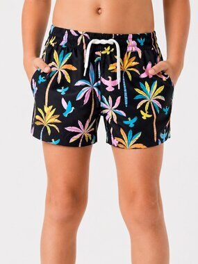 Chubbies Swim Trunks | Black Tropical Print 2” Inseam Lined Stretch l boys